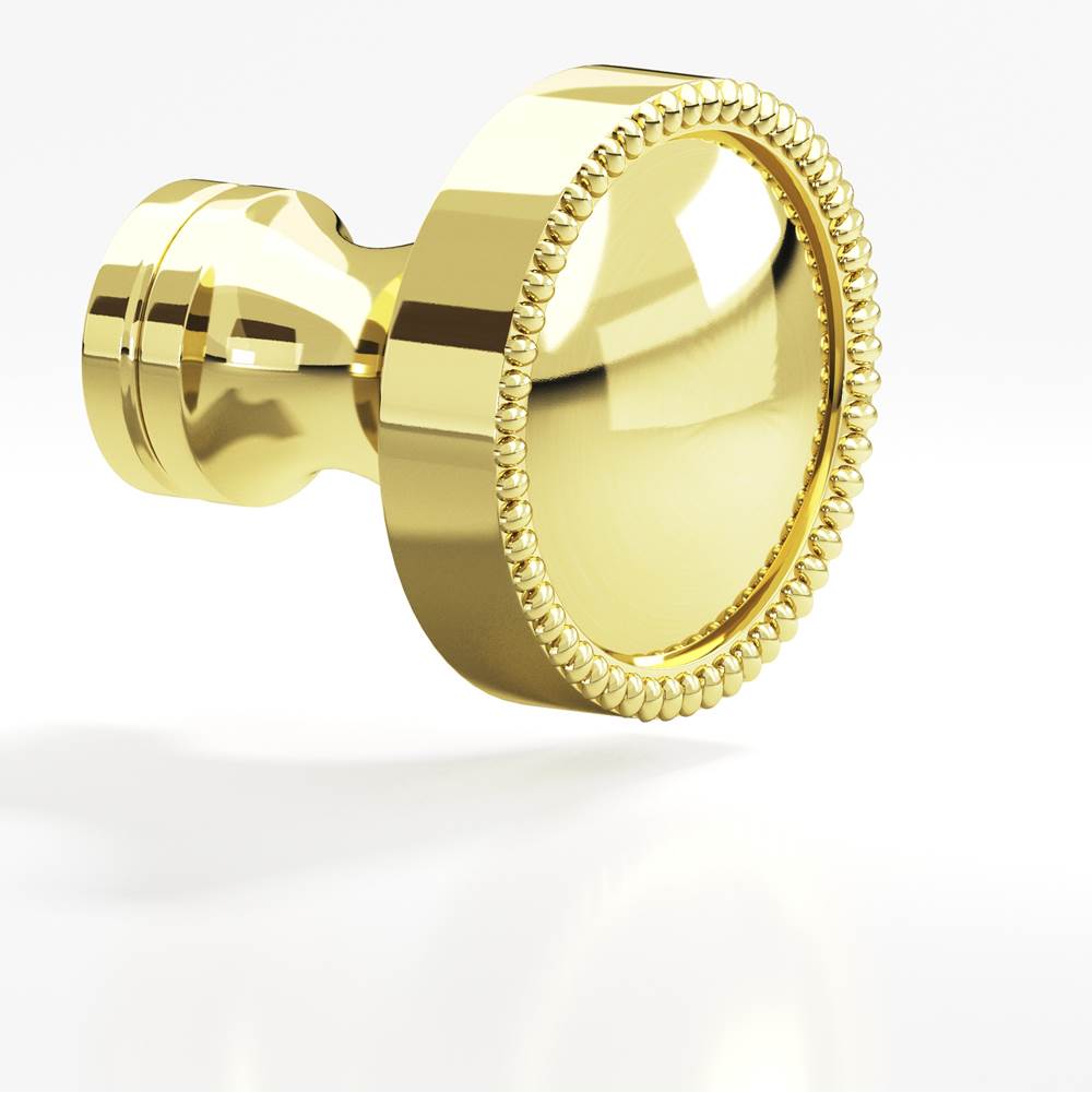 Colonial Bronze - 1.25'' diameter Round, beaded Cabinet Knob, Back-to-Back Shower Door Knob Kit hand finished in Unlacquered Polished Brass and Unlacquered Polished Brass - Unlacquered Polished Brass,Unlacquered Polished Brass
