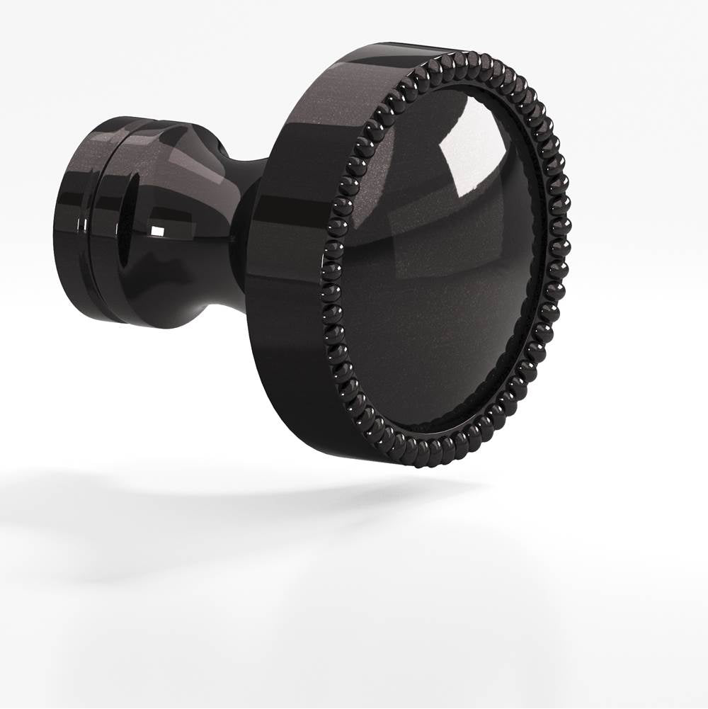 Colonial Bronze - 1.25'' diameter Round, beaded Cabinet Knob, Back-to-Back Shower Door Knob Kit hand finished in Satin Black and Satin Black - Satin Black,Satin Black