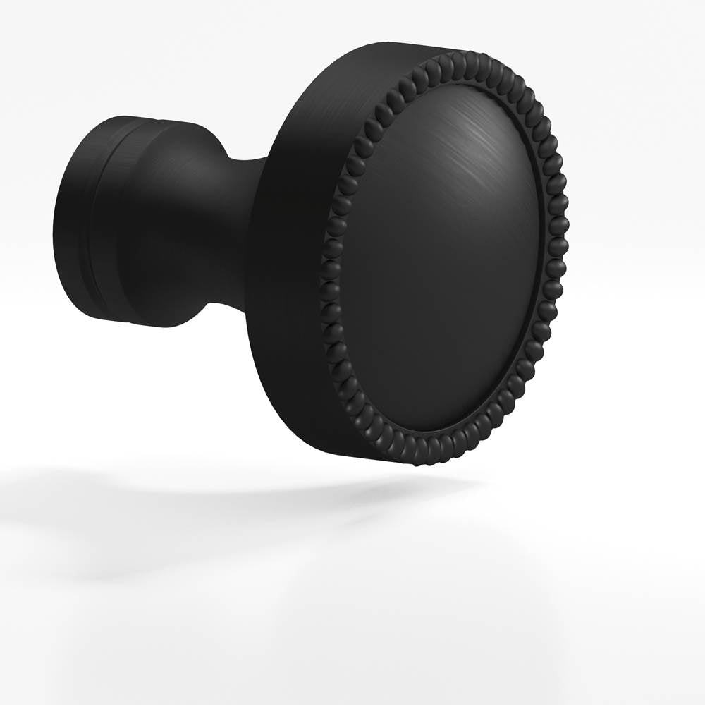 Colonial Bronze - 1.25'' diameter Round, beaded Cabinet Knob, Back-to-Back Shower Door Knob Kit hand finished in Matte Satin Black and Matte Satin Black - Matte Satin Black,Matte Satin Black