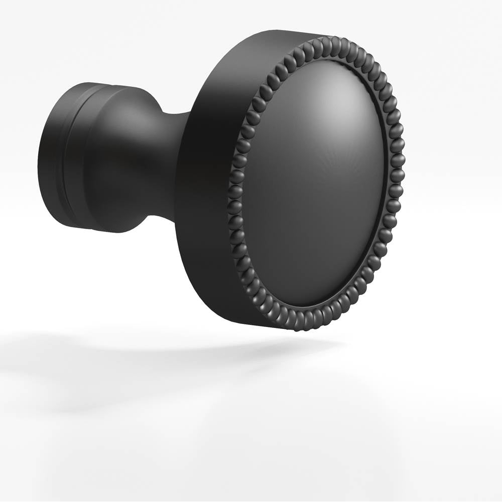 Colonial Bronze - 1.25'' diameter Round, beaded Cabinet Knob, Back-to-Back Shower Door Knob Kit hand finished in Matte Graphite and Matte Graphite - Matte Graphite,Matte Graphite