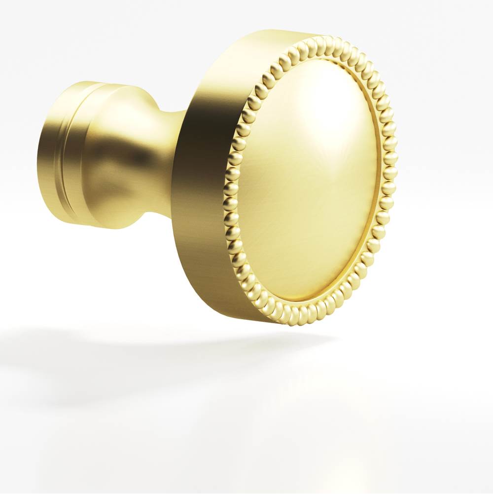 Colonial Bronze - 1.25'' diameter Round, beaded Cabinet Knob, Back-to-Back Shower Door Knob Kit hand finished in Matte Satin Brass and Matte Satin Brass - Matte Satin Brass,Matte Satin Brass