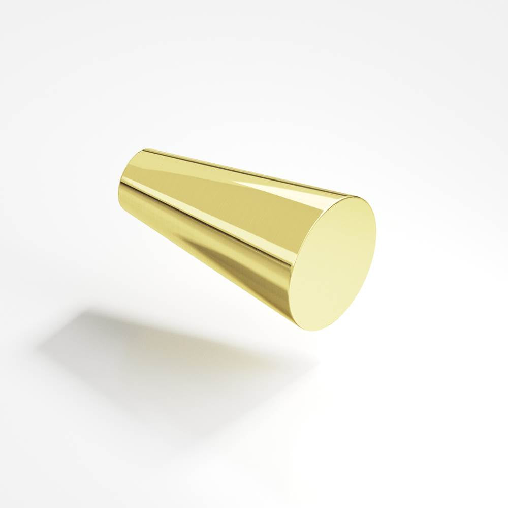 Colonial Bronze - 0.5625'' diameter Round, tapered Cabinet Knob hand finished in Unlacquered Polished Brass - Unlacquered Polished Brass