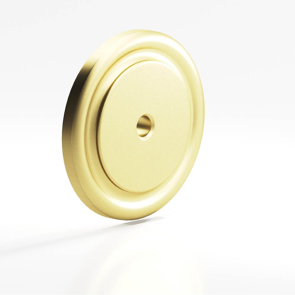 Colonial Bronze - 1.5'' diameter Round, grooved Backplate for use with 1/4-20 screw hand finished in Matte Satin Brass - Matte Satin Brass