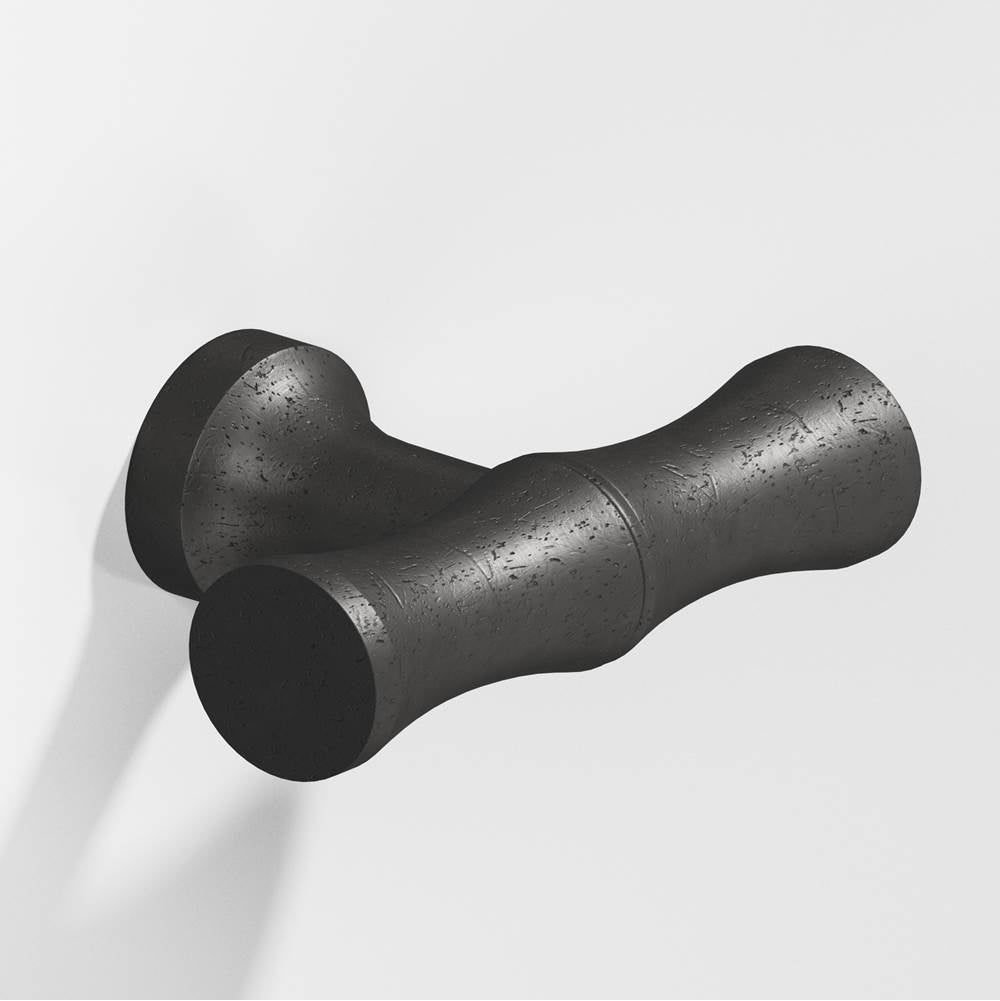 Colonial Bronze - 1.75'' overall, 0.5'' diameter Bamboo, T Cabinet Knob with flared post hand finished in Distressed Satin Black - Distressed Satin Black