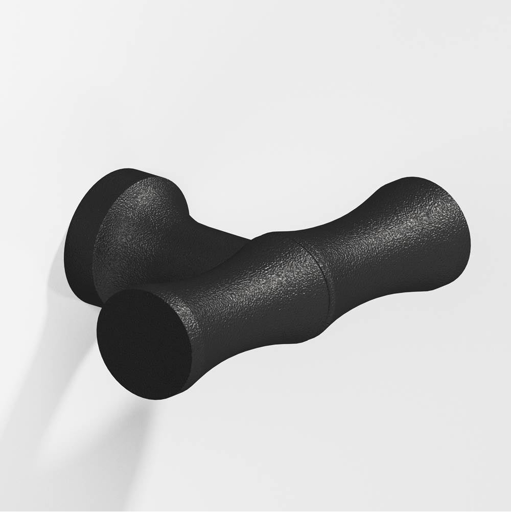 Colonial Bronze - 1.75'' overall, 0.5'' diameter Bamboo, T Cabinet Knob with flared post hand finished in Frost Black - Frost Black