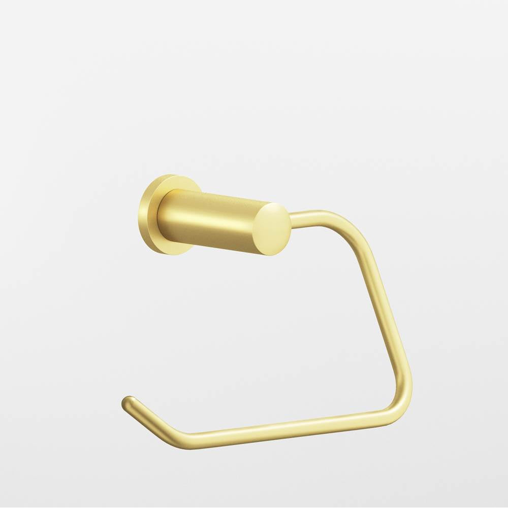 Colonial Bronze - 1'' diameter Right-handed Round, single-arm Paper Holder hand finished in Matte Satin Brass and Matte Satin Brass - Matte Satin Brass,Matte Satin Brass