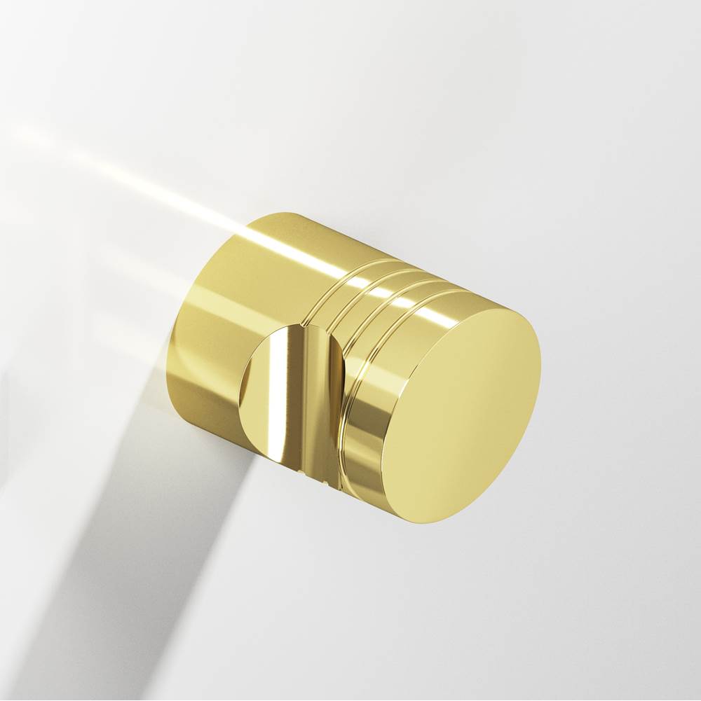 Colonial Bronze - 1'' diameter Round, grooved Cabinet Knob, Back-to-Back Shower Door Knob Kit hand finished in Polished Brass - Polished Brass