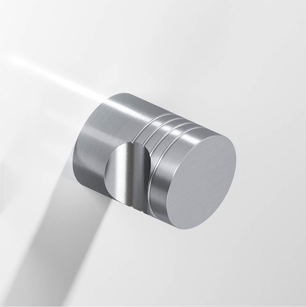 Colonial Bronze - 1'' diameter Round, grooved Cabinet Knob, Back-to-Back Shower Door Knob Kit hand finished in Satin Chrome - Satin Chrome