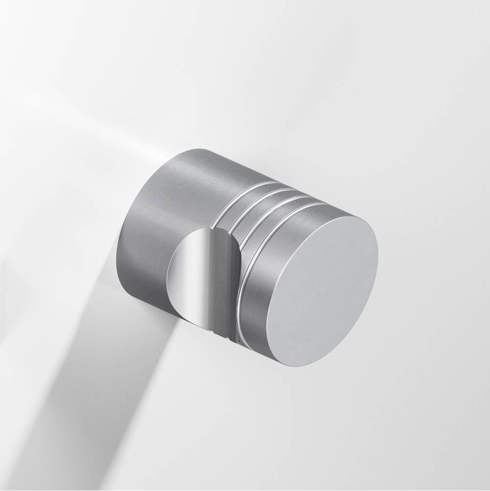 Colonial Bronze - 1'' diameter Round, grooved Cabinet Knob, Back-to-Back Shower Door Knob Kit hand finished in Matte Satin Chrome - Matte Satin Chrome