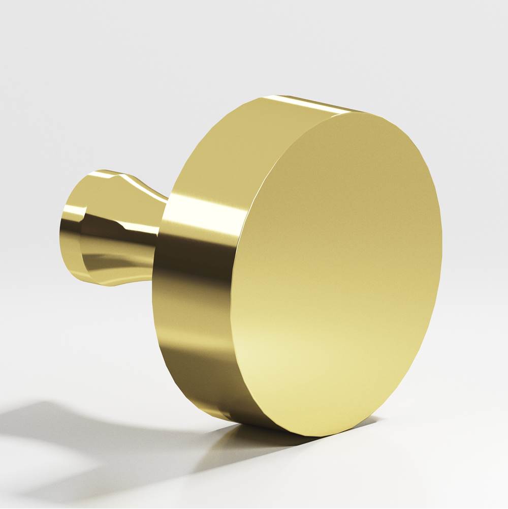 Colonial Bronze - 1.25'' diameter Round Cabinet Knob with flared post hand finished in Polished Brass - Polished Brass