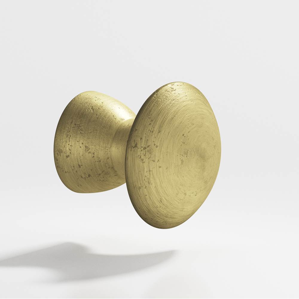 Colonial Bronze - 1.25'' diameter Round Cabinet Knob, Back-to-Back Shower Door Knob Kit hand finished in Distressed Antique Brass - Distressed Antique Brass
