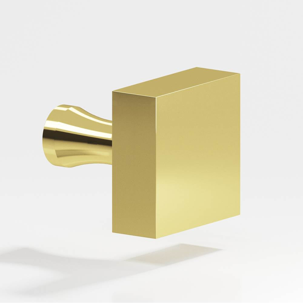Colonial Bronze - 1.5'' Square Cabinet Knob with flared post hand finished in Polished Brass - Polished Brass