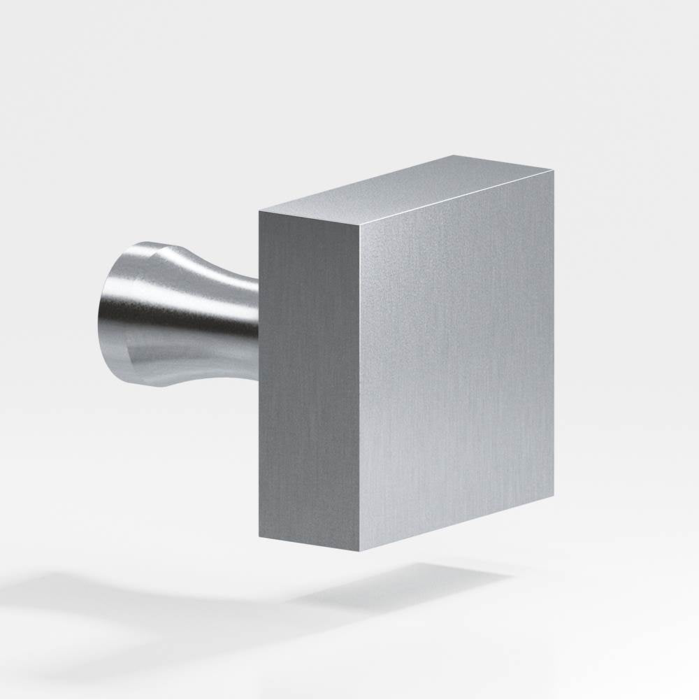 Colonial Bronze - 1.5'' Square Cabinet Knob with flared post hand finished in Satin Chrome - Satin Chrome