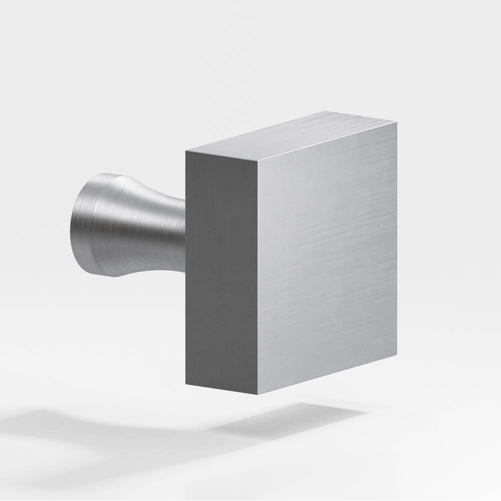 Colonial Bronze - 1'' Square Cabinet Knob with flared post hand finished in Matte Satin Chrome - Matte Satin Chrome