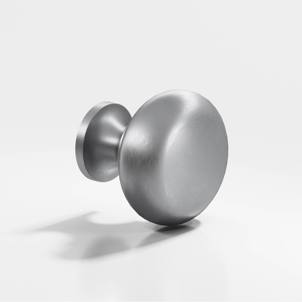 Colonial Bronze - 1.125'' diameter Round Cabinet Knob, Back-to-Back Shower Door Knob Kit hand finished in Matte Satin Chrome - Matte Satin Chrome