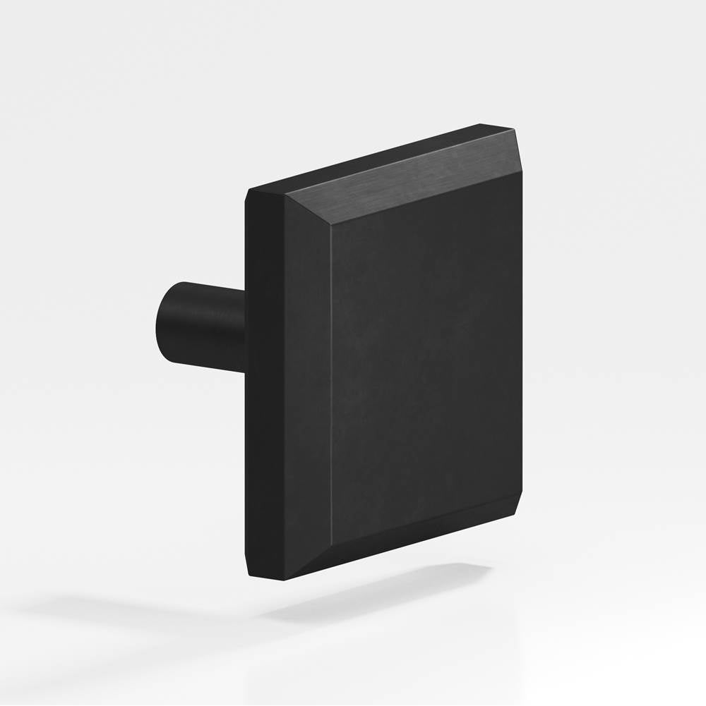 Colonial Bronze - 1.5'' Square, beveled Cabinet Knob with straight post hand finished in Matte Satin Black - Matte Satin Black