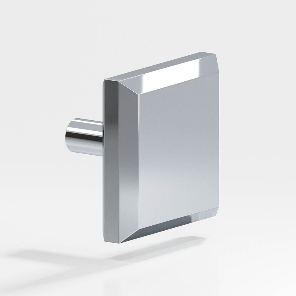 Colonial Bronze - 1.5'' Square, beveled Cabinet Knob with straight post hand finished in Polished Chrome - Polished Chrome