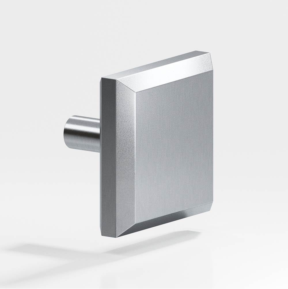Colonial Bronze - 1.5'' Square, beveled Cabinet Knob with straight post hand finished in Satin Chrome - Satin Chrome