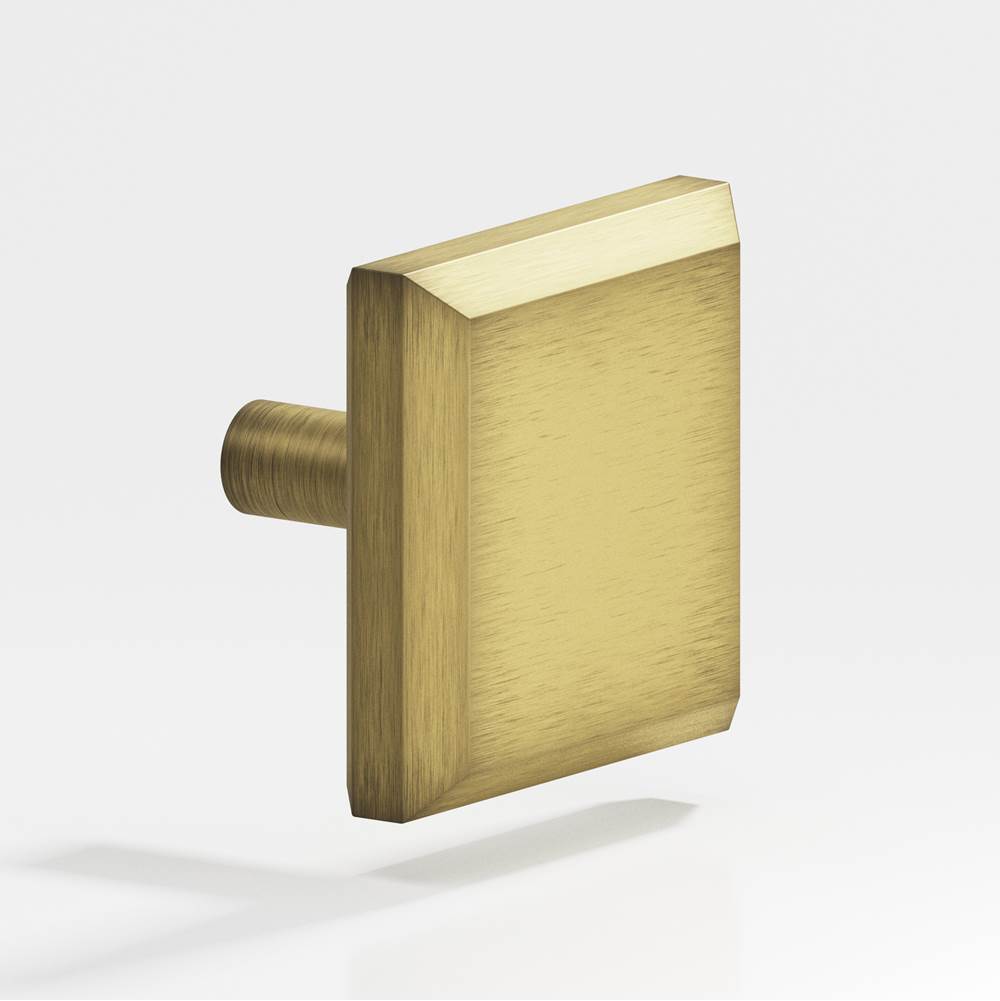 Colonial Bronze - 1.5'' Square, beveled Cabinet Knob with straight post hand finished in Matte Antique Satin Brass - Matte Antique Satin Brass
