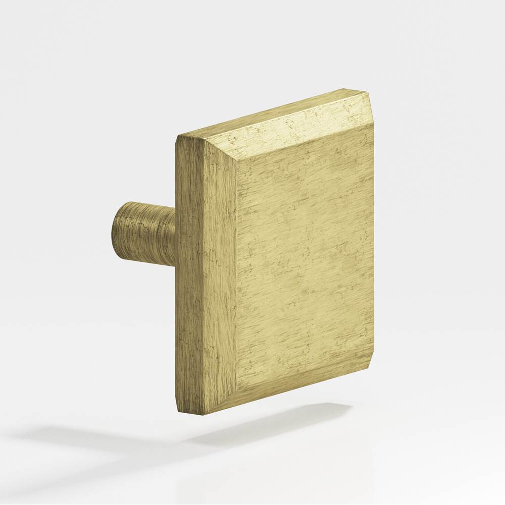 Colonial Bronze - 1.5'' Square, beveled Cabinet Knob with straight post hand finished in Distressed Antique Brass - Distressed Antique Brass