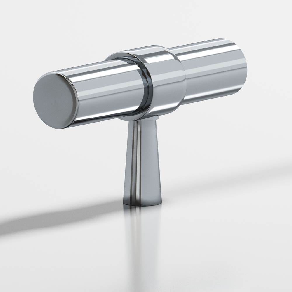 Colonial Bronze - 2'' overall, 0.46875'' diameter Round, collared T Cabinet Knob with tapered post hand finished in Polished Chrome and Polished Chrome - Polished Chrome,Polished Chrome