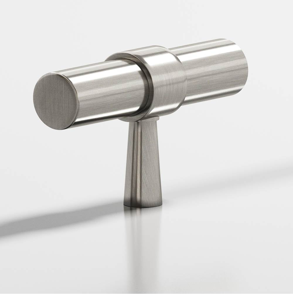 Colonial Bronze - 2'' overall, 0.46875'' diameter Round, collared T Cabinet Knob with tapered post hand finished in Satin Nickel and Satin Nickel - Satin Nickel,Satin Nickel