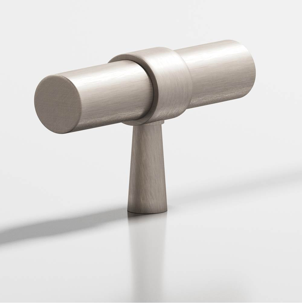Colonial Bronze - 2'' overall, 0.46875'' diameter Round, collared T Cabinet Knob with tapered post hand finished in Matte Satin Nickel and Matte Satin Nickel - Matte Satin Nickel,Matte Satin Nickel