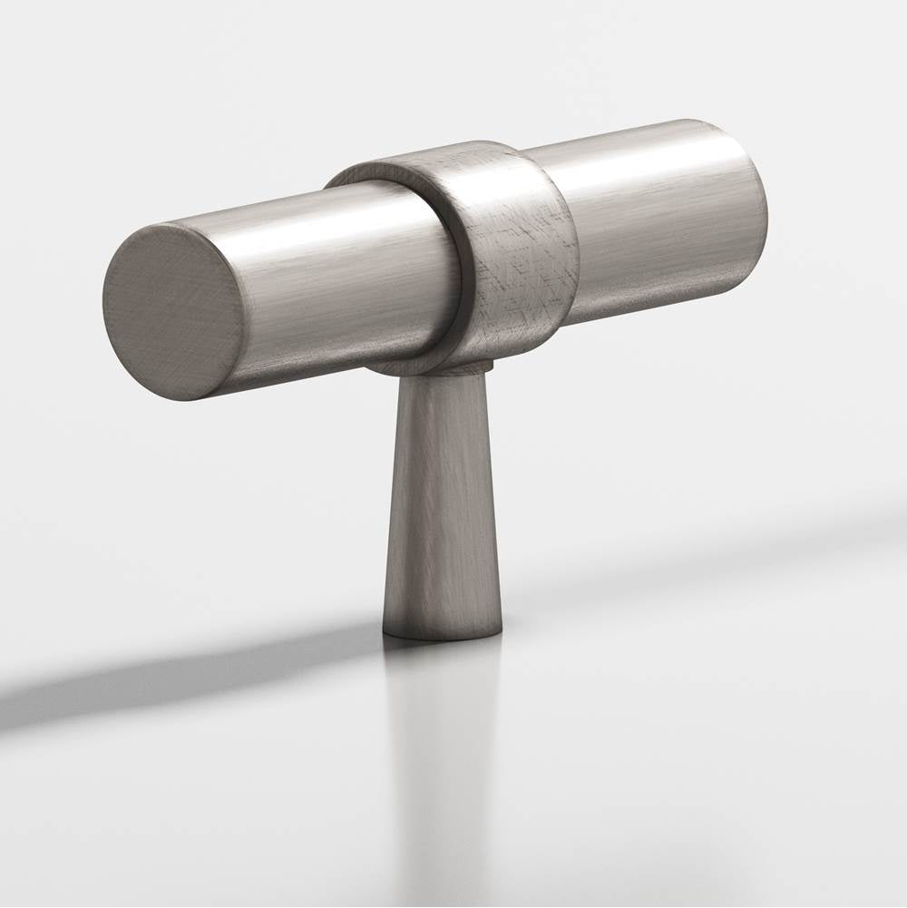 Colonial Bronze - 2'' overall, 0.46875'' diameter Round, collared T Cabinet Knob with tapered post hand finished in Pewter and Pewter - Pewter,Pewter