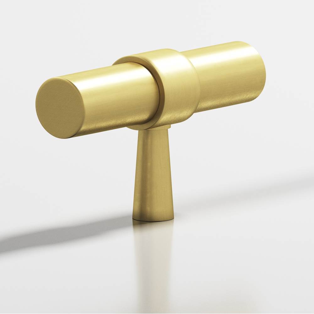 Colonial Bronze - 2'' overall, 0.46875'' diameter Round, collared T Cabinet Knob with tapered post hand finished in Matte Satin Brass and Matte Satin Brass - Matte Satin Brass,Matte Satin Brass