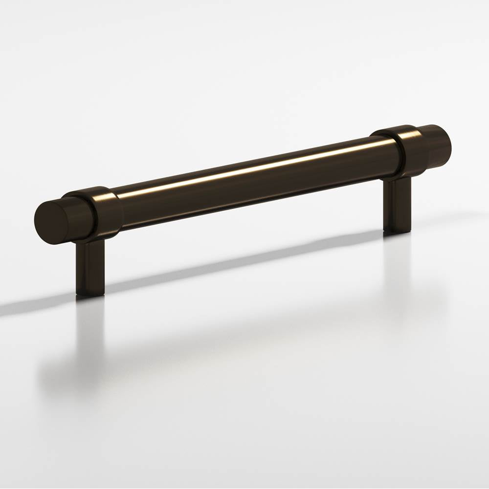 Colonial Bronze - 1'' diameter custom length Round, collared Pull with straight posts hand finished in Oil Rubbed Bronze and Oil Rubbed Bronze - Oil Rubbed Bronze,Oil Rubbed Bronze