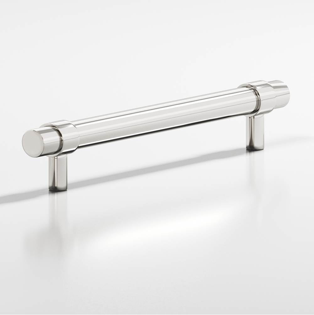 Colonial Bronze - 0.46875'' diameter custom length Round, collared Pull with straight posts hand finished in Polished Nickel and Polished Nickel - Polished Nickel,Polished Nickel