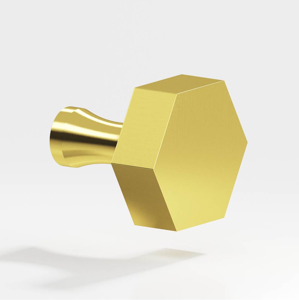 Colonial Bronze - 1'' Hexagonal Cabinet Knob with flared post hand finished in French Gold - French Gold