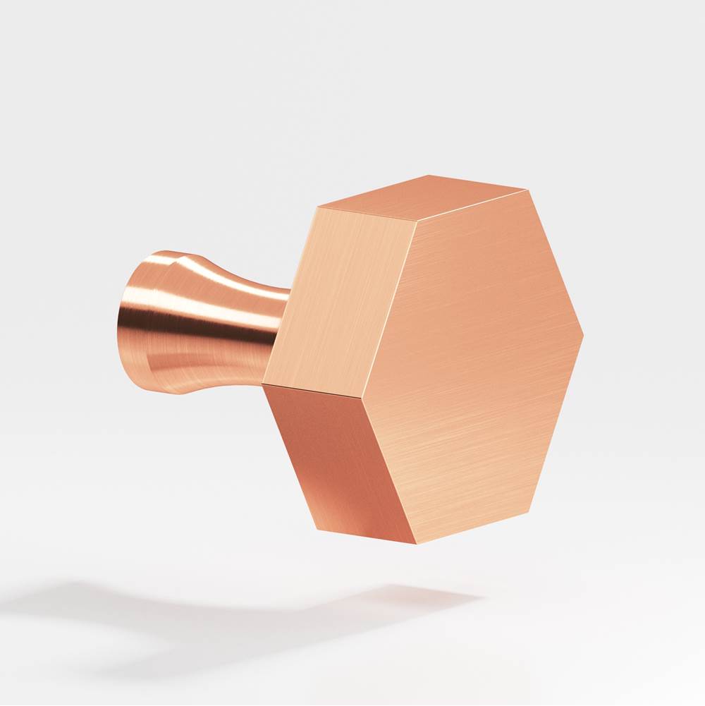 Colonial Bronze - 1'' Hexagonal Cabinet Knob with flared post hand finished in Satin Copper - Satin Copper