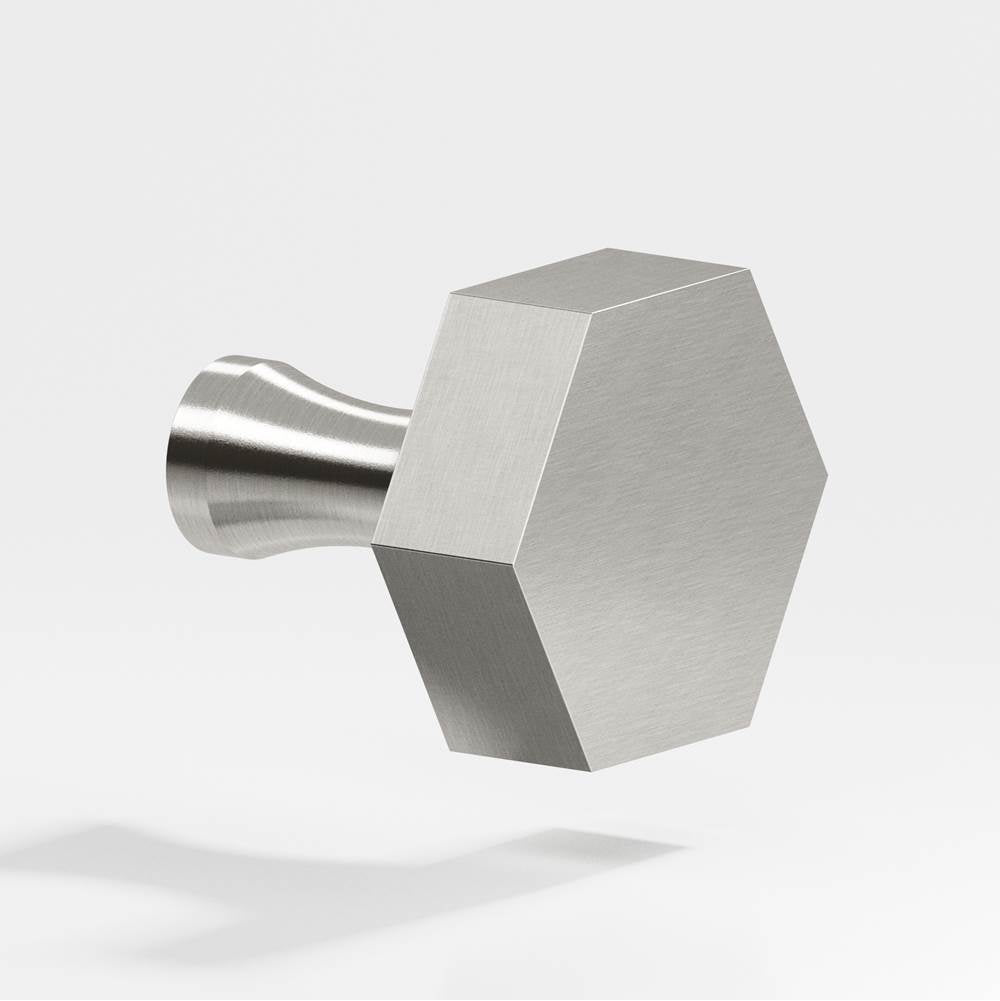 Colonial Bronze - 1'' Hexagonal Cabinet Knob with flared post hand finished in Nickel Stainless - Nickel Stainless
