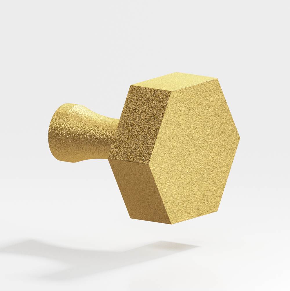 Colonial Bronze - 1'' Hexagonal Cabinet Knob with flared post hand finished in Frost Brass - Frost Brass