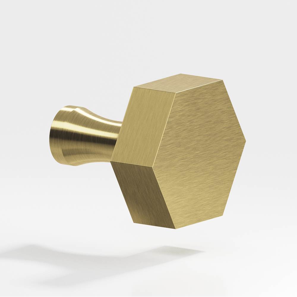Colonial Bronze - 1.25'' Hexagonal Cabinet Knob with flared post hand finished in Antique Brass - Antique Brass