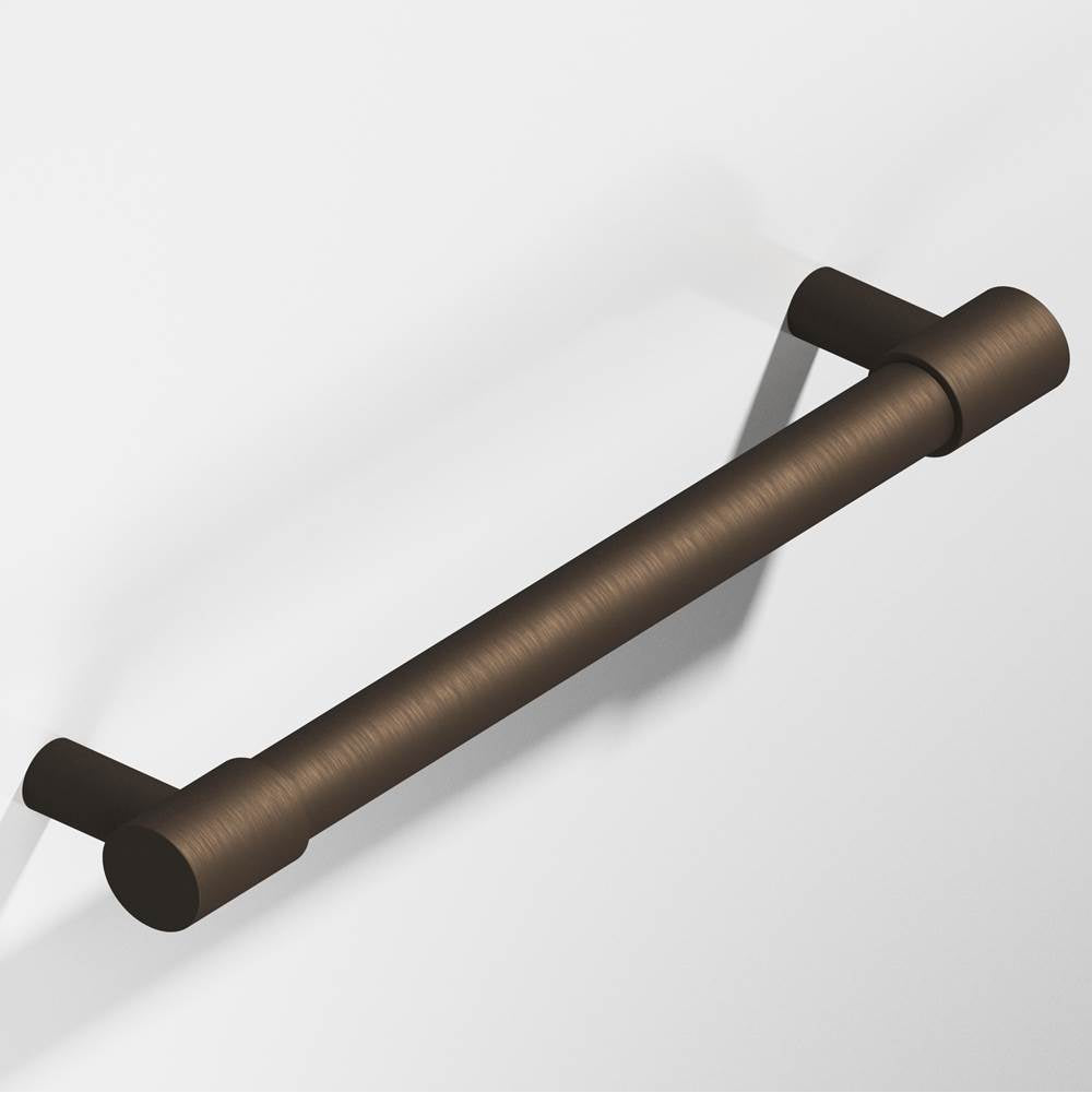 Colonial Bronze - 4'' center-to-center, 5'' overall, 0.625'' diameter Round Appliance Pull, Door Pull, Shower Door Pull with turned-down bar and straight posts hand finished in Heritage Bronze and Heritage Bronze - Heritage Bronze,Heritage Bronze