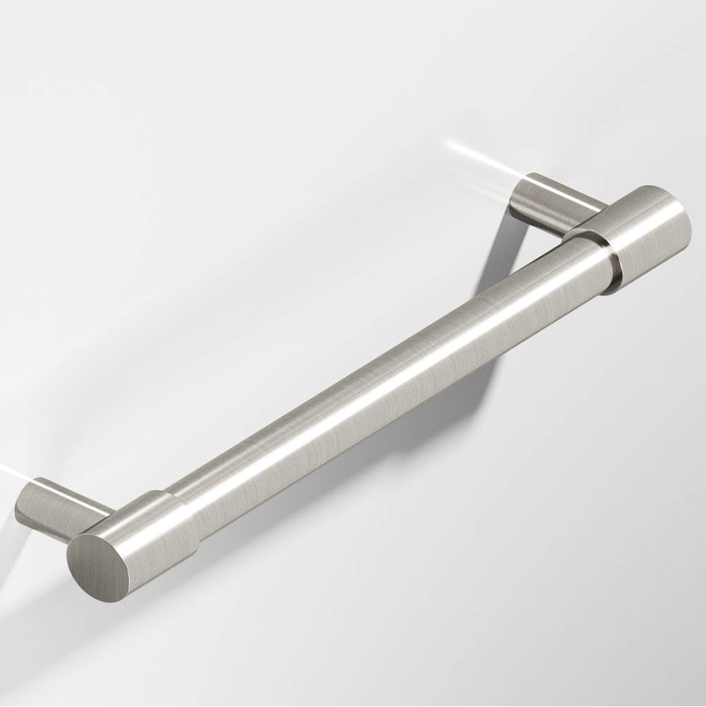 Colonial Bronze - 0.5'' diameter custom length Round Pull with turned-down bar and straight posts hand finished in Satin Nickel and Satin Nickel - Satin Nickel,Satin Nickel