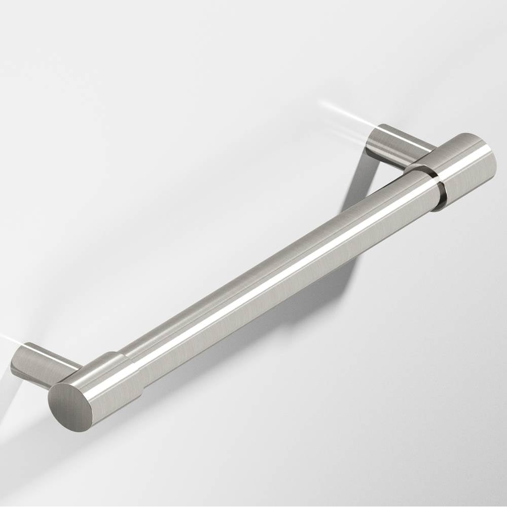 Colonial Bronze - 0.5'' diameter custom length Round Pull with turned-down bar and straight posts hand finished in Nickel Stainless and Nickel Stainless - Nickel Stainless,Nickel Stainless