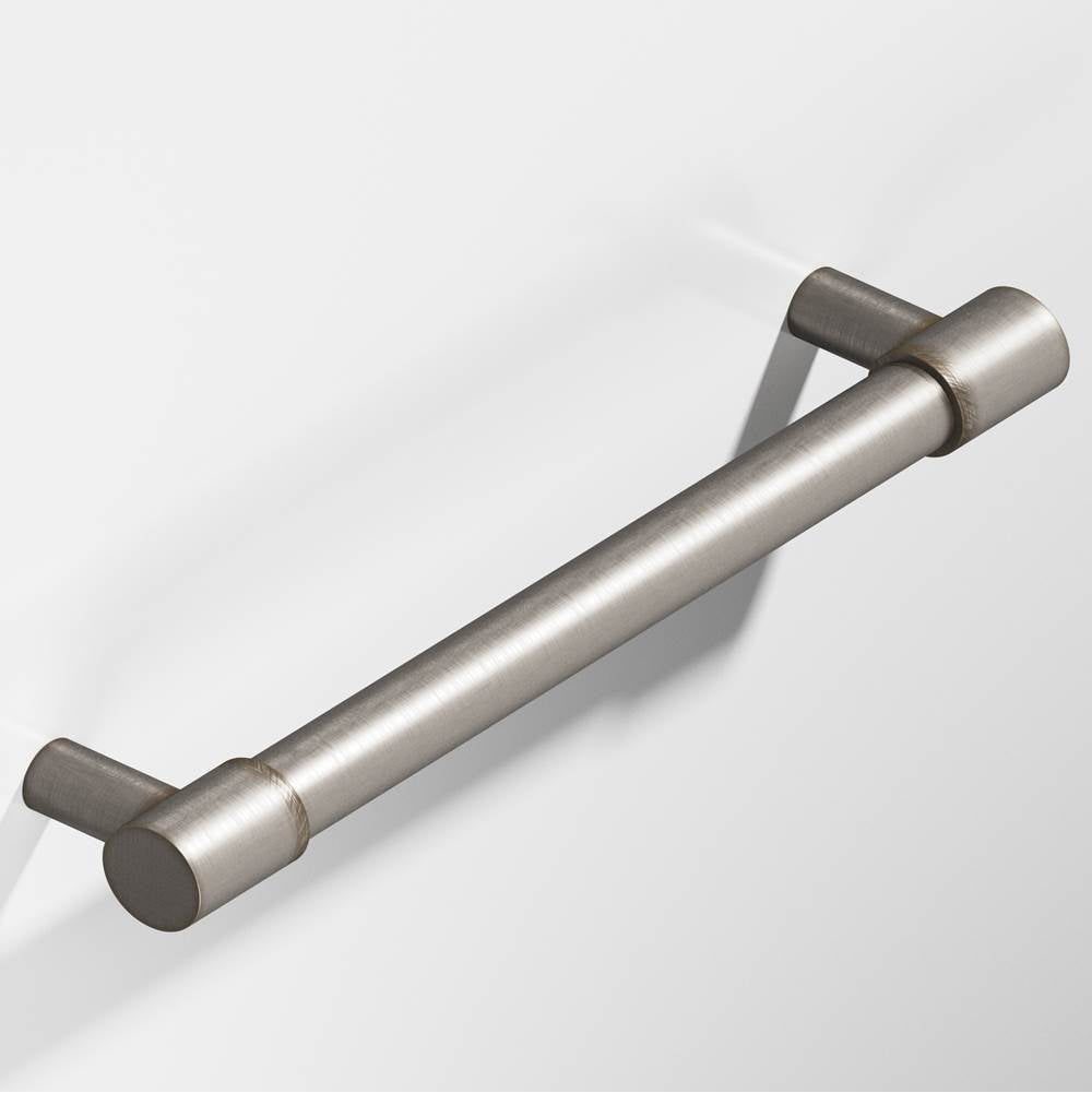 Colonial Bronze - 6'' center-to-center, 7'' overall, 0.625'' diameter Round Appliance Pull, Door Pull, Shower Door Pull with turned-down bar and straight posts hand finished in Pewter and Pewter - Pewter,Pewter