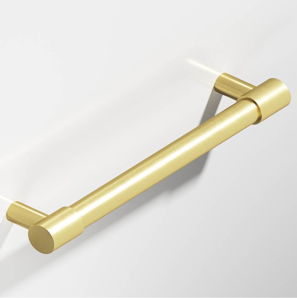 Colonial Bronze - 10'' center-to-center, 12'' overall, 0.875'' diameter Round Cabinet Pull, Appliance Pull, Door Pull, Shower Door Pull with turned-down bar and straight posts hand finished in Matte Satin Brass and Matte Satin Brass - Matte Satin Brass,Matte Satin Brass