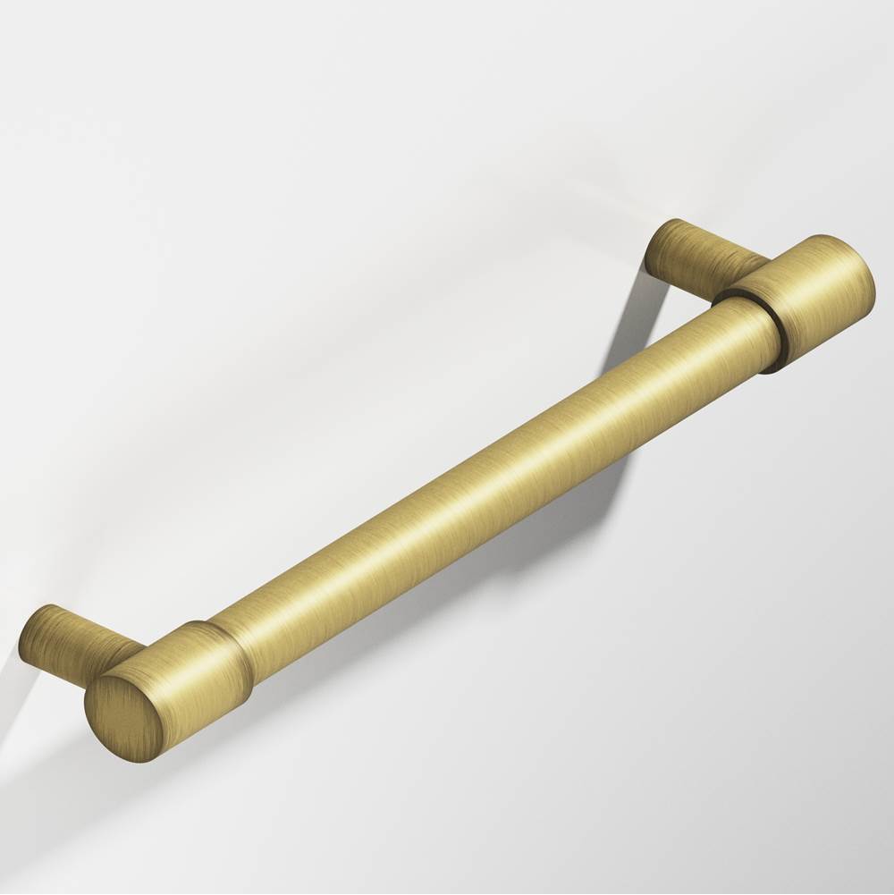 Colonial Bronze - 5'' center-to-center, 6'' overall, 0.5'' diameter Round Cabinet Pull with turned-down bar and straight posts hand finished in Matte Antique Satin Brass and Matte Antique Satin Brass - Matte Antique Satin Brass,Matte Antique Satin Brass