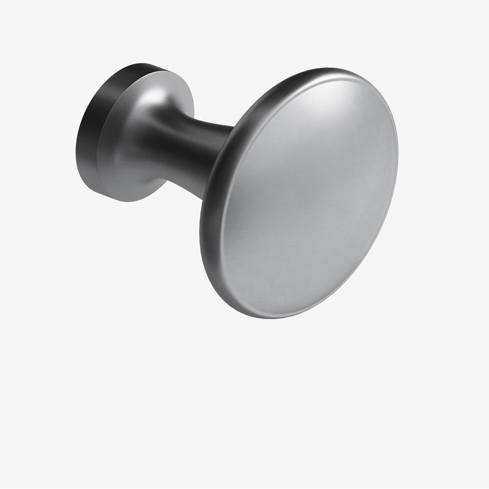 Colonial Bronze - 1.375'' diameter Round Cabinet Knob, Back-to-Back Shower Door Knob Kit hand finished in Matte Satin Chrome - Matte Satin Chrome
