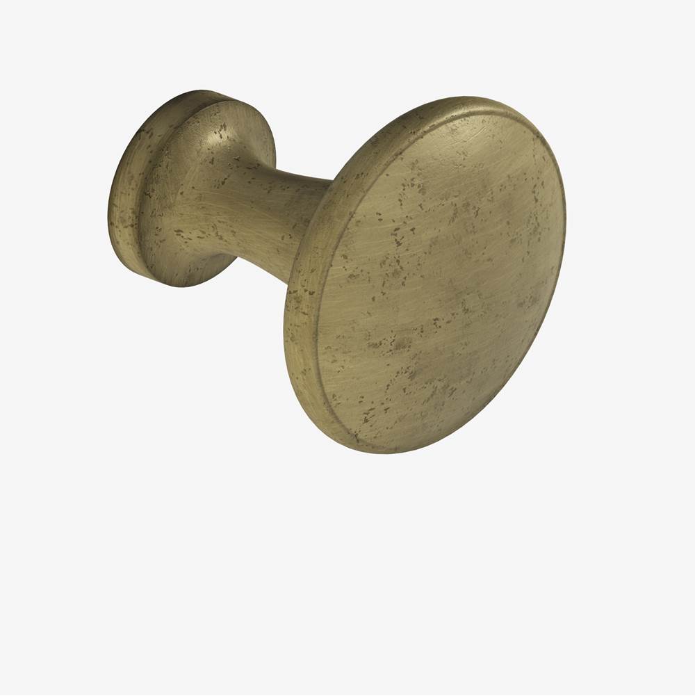 Colonial Bronze - 1.0625'' diameter Round Cabinet Knob hand finished in Distressed Antique Brass - Distressed Antique Brass