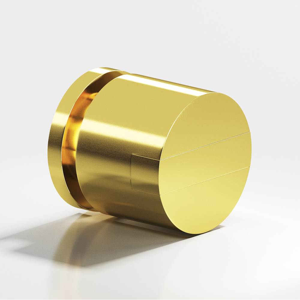 Colonial Bronze - 1'' diameter Round, grooved and striped Cabinet Knob hand finished in French Gold and French Gold - French Gold,French Gold