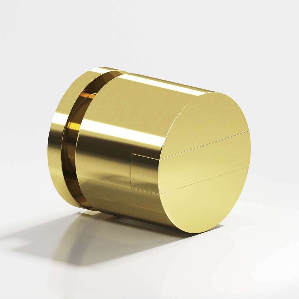 Colonial Bronze - 1'' diameter Round, grooved and striped Cabinet Knob hand finished in Unlacquered Polished Brass and Unlacquered Polished Brass - Unlacquered Polished Brass,Unlacquered Polished Brass