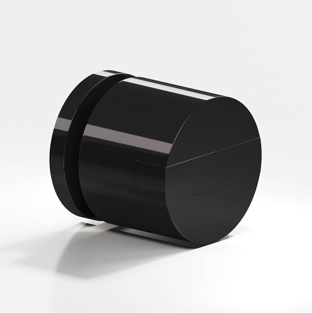 Colonial Bronze - 1'' diameter Round, grooved and striped Cabinet Knob hand finished in Satin Black and Satin Black - Satin Black,Satin Black