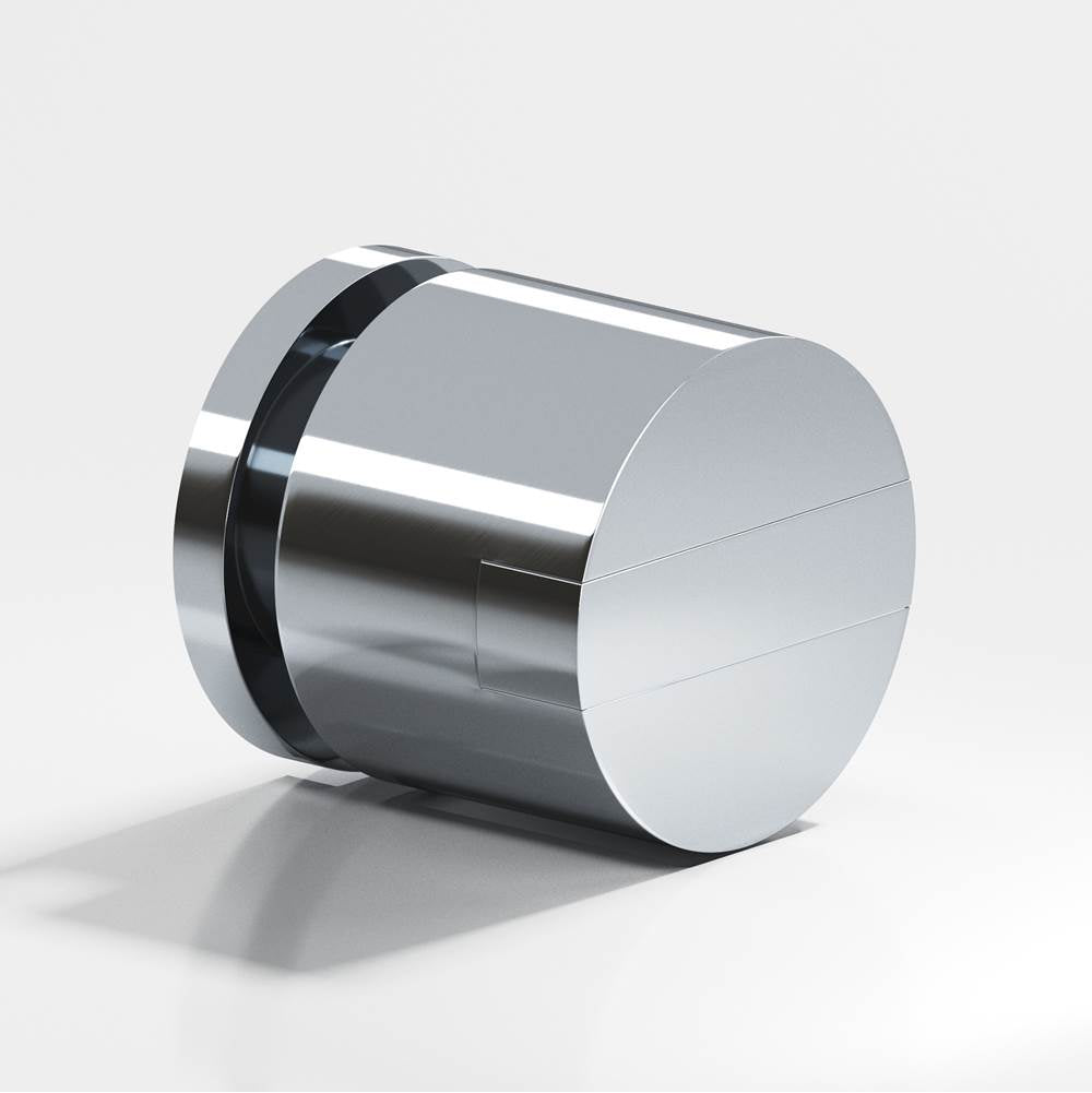 Colonial Bronze - 1'' diameter Round, grooved and striped Cabinet Knob hand finished in Polished Chrome and Polished Chrome - Polished Chrome,Polished Chrome