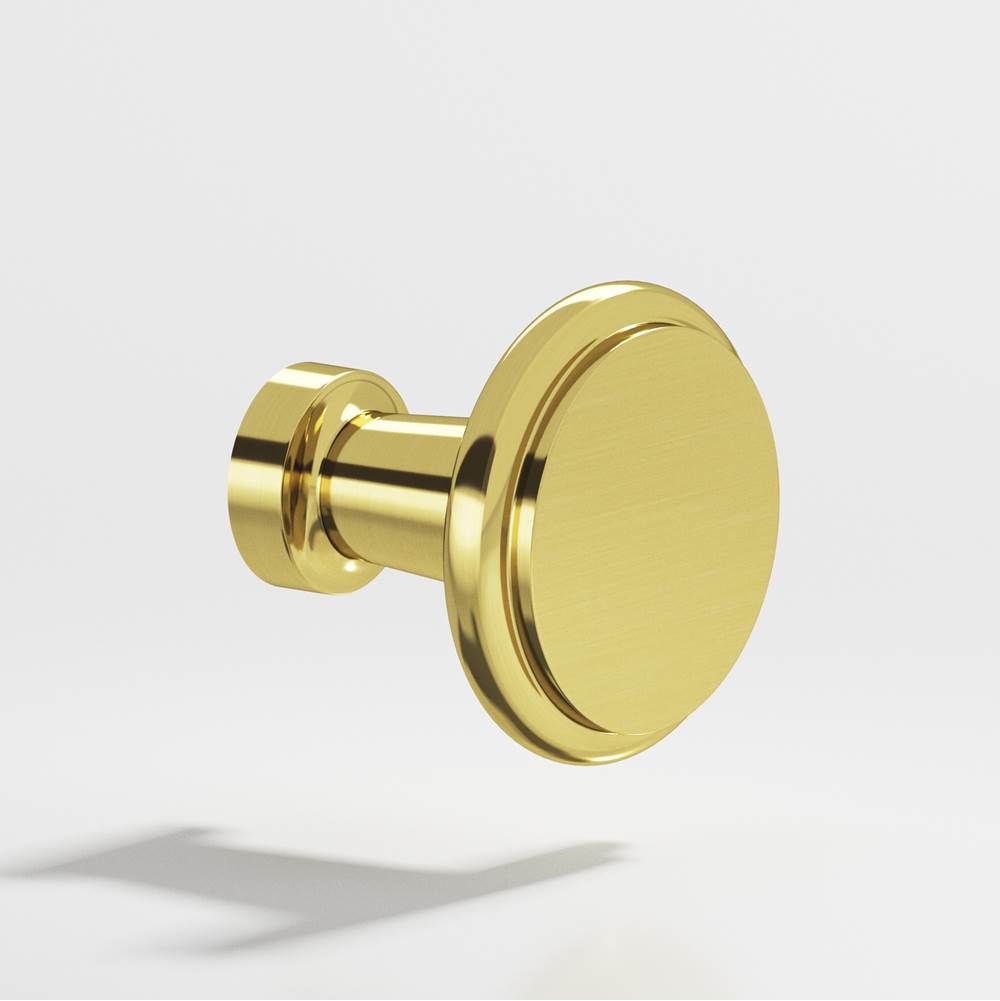 Colonial Bronze - 1.0625'' diameter Round Cabinet Knob hand finished in Unlacquered Polished Brass - Unlacquered Polished Brass