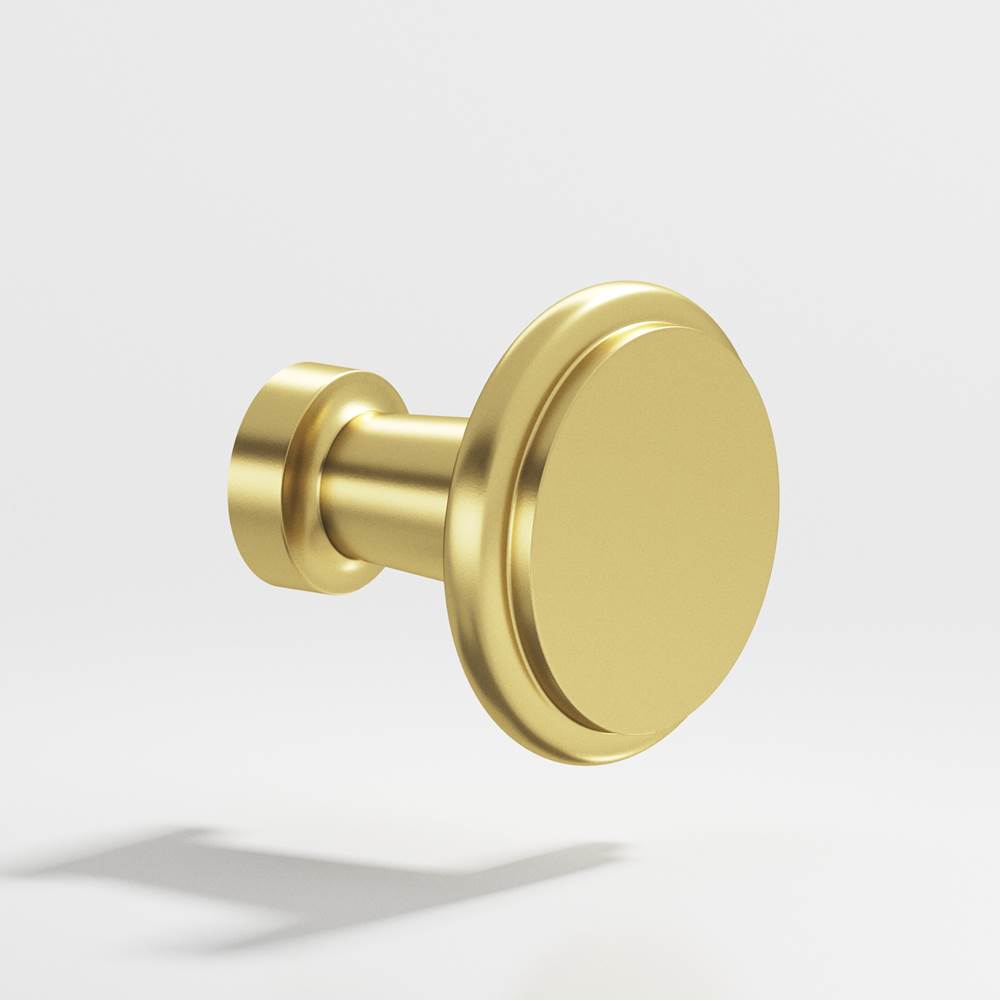 Colonial Bronze - 1.0625'' diameter Round Cabinet Knob hand finished in Matte Satin Brass - Matte Satin Brass
